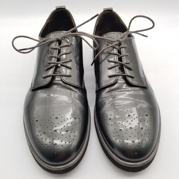 AGL Attilio Giusti Leombruni Women Oxfords  Shoes Size 6.5  Gray Patent Leather - Picture 2 of 8